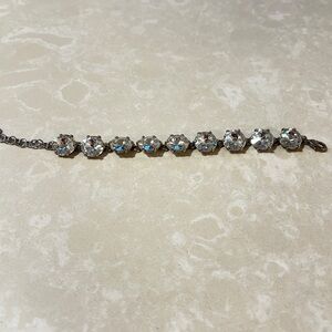 J. Crew Clear Crystal Tennis Bracelet in Silver Tone